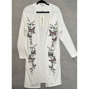 Wildfox BRIDE‎ Open Front Robe Cardigan Duster Size S Floral Butterfly Bohemian